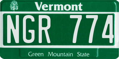 VT license plate NGR774