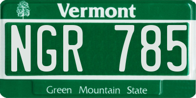VT license plate NGR785