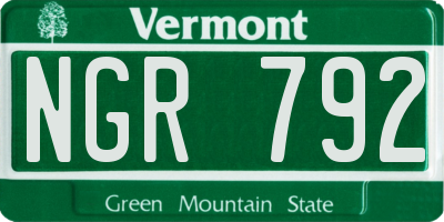 VT license plate NGR792