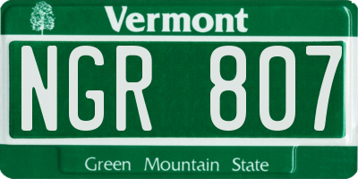 VT license plate NGR807