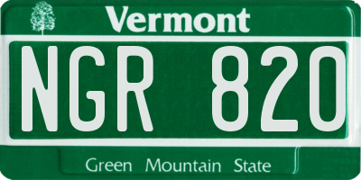VT license plate NGR820
