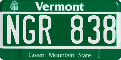 VT license plate NGR838
