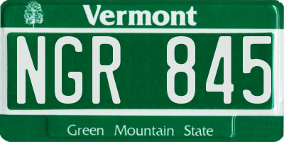 VT license plate NGR845