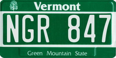 VT license plate NGR847