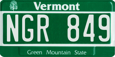 VT license plate NGR849