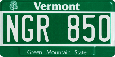 VT license plate NGR850