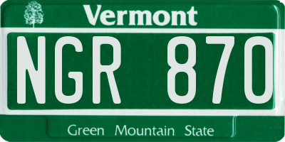 VT license plate NGR870