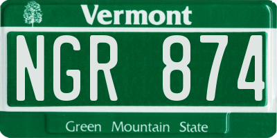 VT license plate NGR874