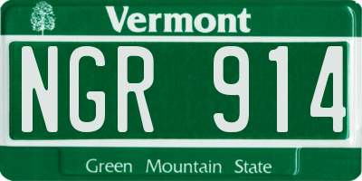 VT license plate NGR914