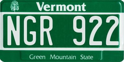 VT license plate NGR922