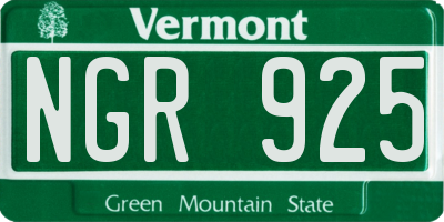 VT license plate NGR925