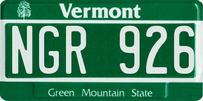 VT license plate NGR926