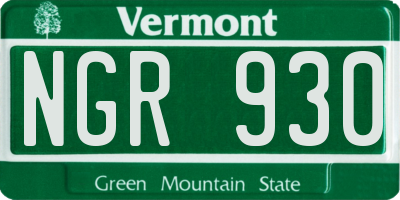 VT license plate NGR930