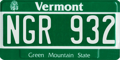 VT license plate NGR932