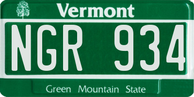 VT license plate NGR934
