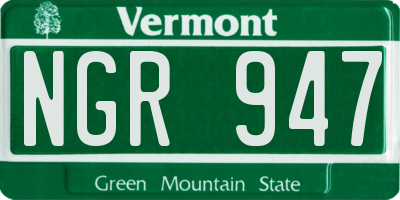 VT license plate NGR947