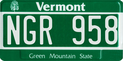 VT license plate NGR958