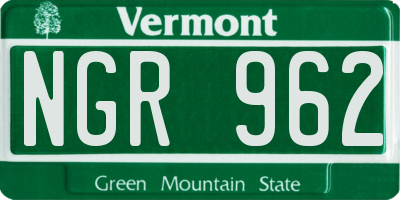 VT license plate NGR962
