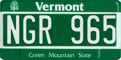 VT license plate NGR965