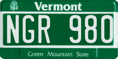 VT license plate NGR980