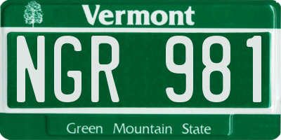 VT license plate NGR981