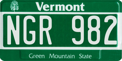 VT license plate NGR982