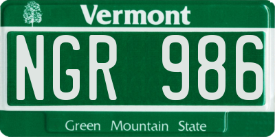 VT license plate NGR986