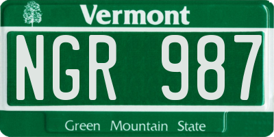 VT license plate NGR987