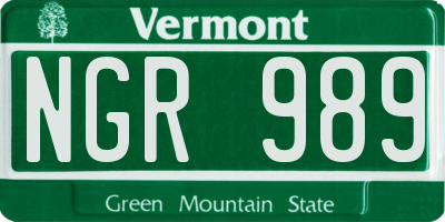VT license plate NGR989
