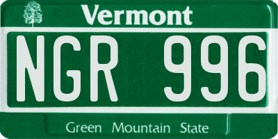 VT license plate NGR996