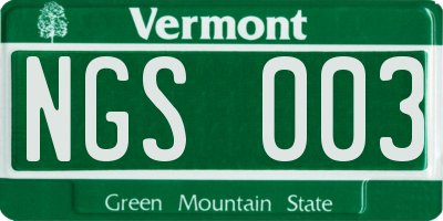 VT license plate NGS003