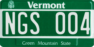 VT license plate NGS004