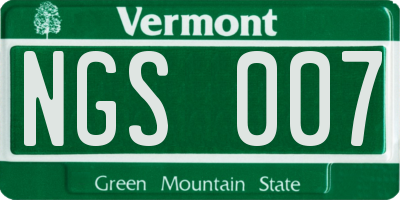 VT license plate NGS007