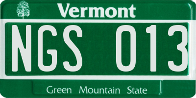 VT license plate NGS013
