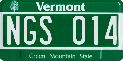VT license plate NGS014