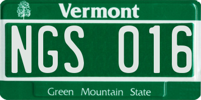 VT license plate NGS016