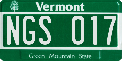 VT license plate NGS017