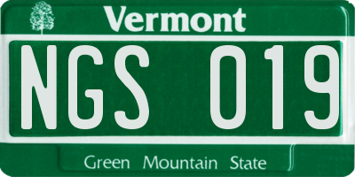 VT license plate NGS019