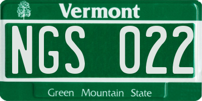 VT license plate NGS022