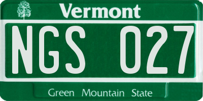 VT license plate NGS027