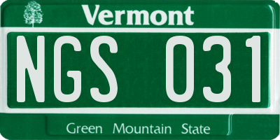 VT license plate NGS031