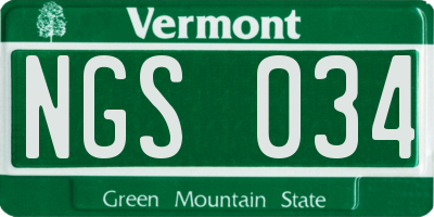 VT license plate NGS034