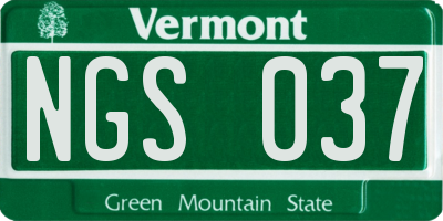 VT license plate NGS037