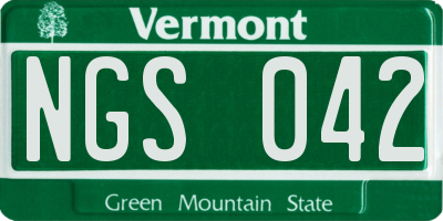 VT license plate NGS042