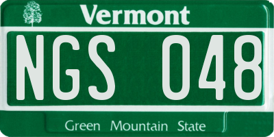 VT license plate NGS048