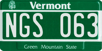 VT license plate NGS063