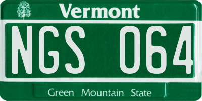 VT license plate NGS064