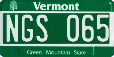 VT license plate NGS065