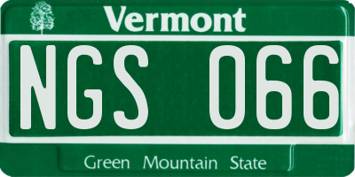 VT license plate NGS066