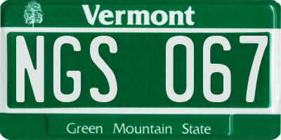 VT license plate NGS067
